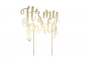 eng pl Cake topper Its My Party gold 20 cm 1 pc 31324 2