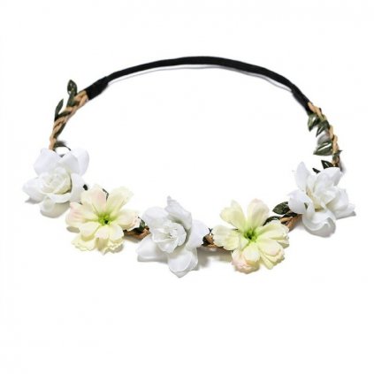 White wedding floral headband bridal flower cr variants 2