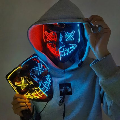 Párty LED svítící maska - Purge - dvoubarevná