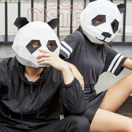 3 d paper mold panda head mask headgear a main 0