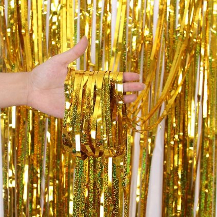 Laser Gold birthday party decorations 1 4 m foil tin variants 0