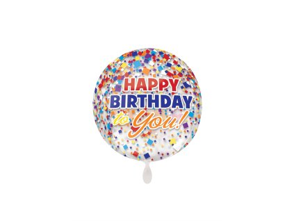 ORBZ balón Happy Birthday konfety, 40 cm