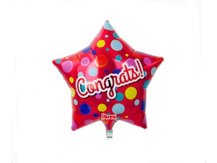 Fóliový́ balón hviezda Congrats, 38cm