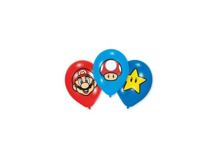 Latexové balóny Super Mario balenie 6 kusov, 28 cm