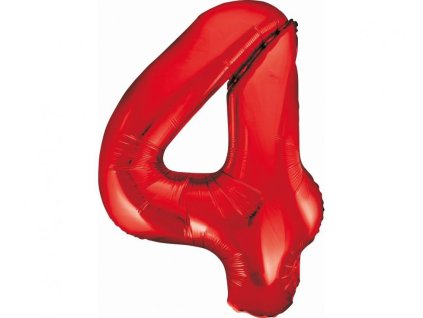 Fóliový balón číslo 4 červená, 85 cm