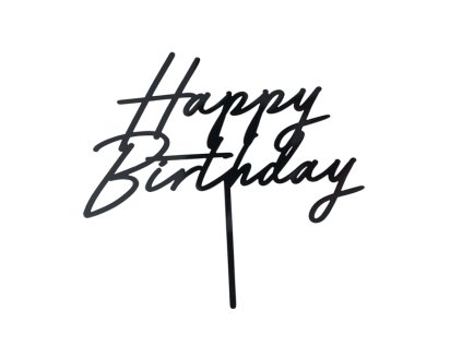 0029656 dekorace na dort happy birthday cerna