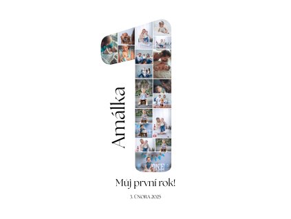 kolaz z fotek cislovka 1 rok plakat narozeniny dekorace
