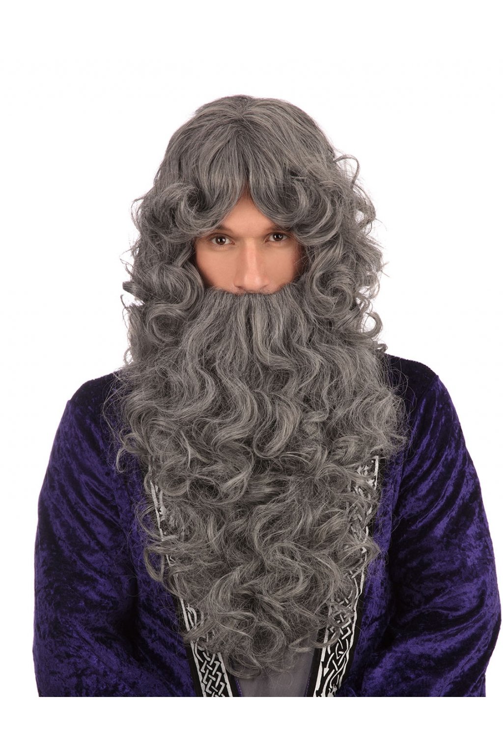 Šedá paruka s vousy - kouzelník