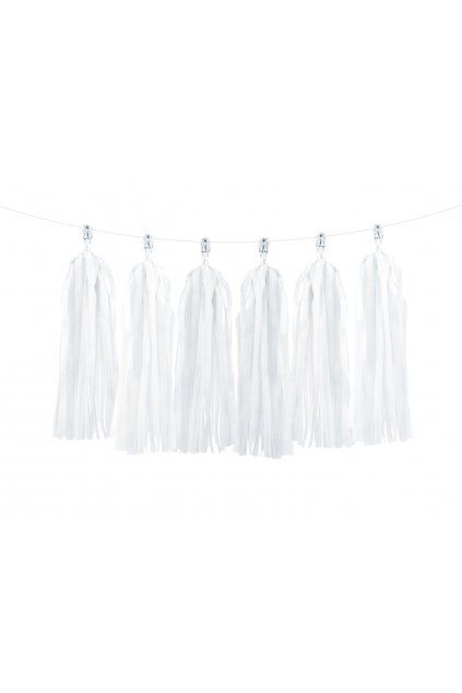 Girlanda třásně 150cm - bílá