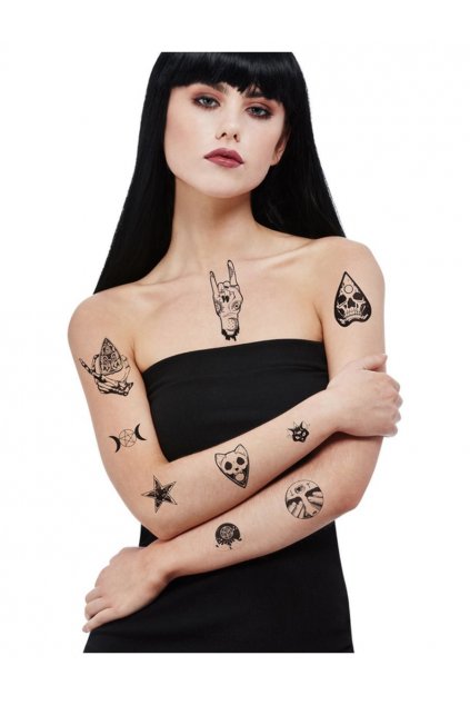 Černé tetování transparentní - Ikony 9ks