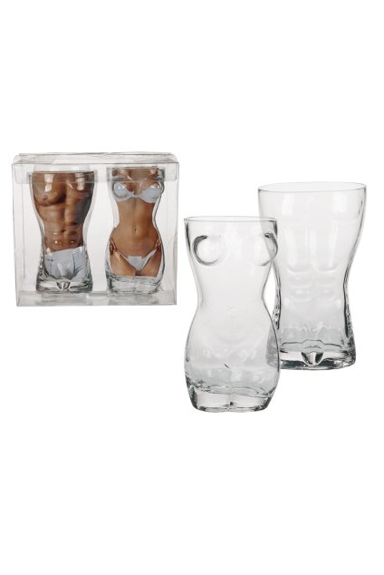 Pivní sklenice 2ks - dámské a pánské tělo 420ml + 370ml - VÝPRODEJ