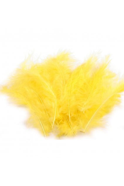 Žluté pštrosí peří délka 16 cm - 20ks