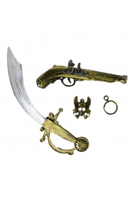Pirátská sada - pistole, šavle, náušnice