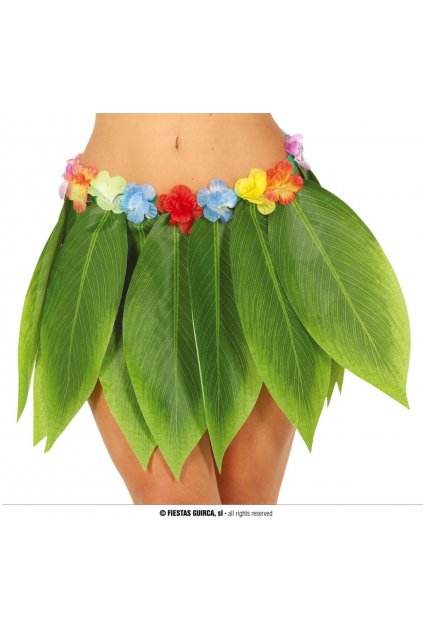 Havajská sukně s květy - banánové listy