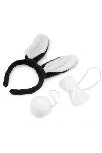 Černobílý zajíček - uši, motýlek, ocásek