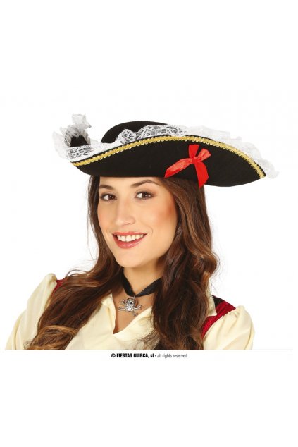 dámský pirátský klobouk s krajkou