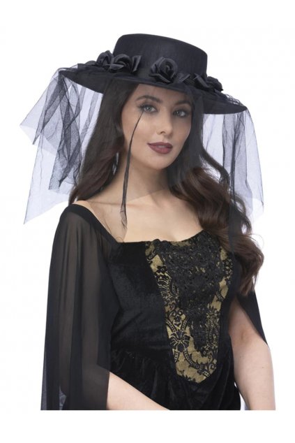 Černý klobouk vdova se závojem