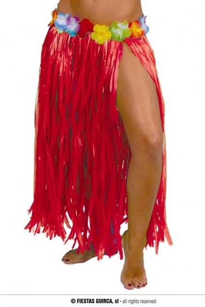 Dlouhá havajská sukně Hula Hula - červená