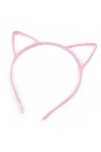 Kočička - dětská čelenka do vlasů růžová