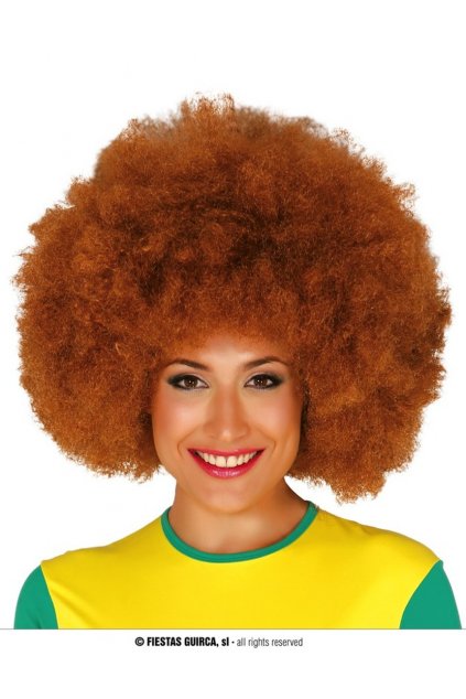 MEGA Afro paruka kudrnatá hnědá