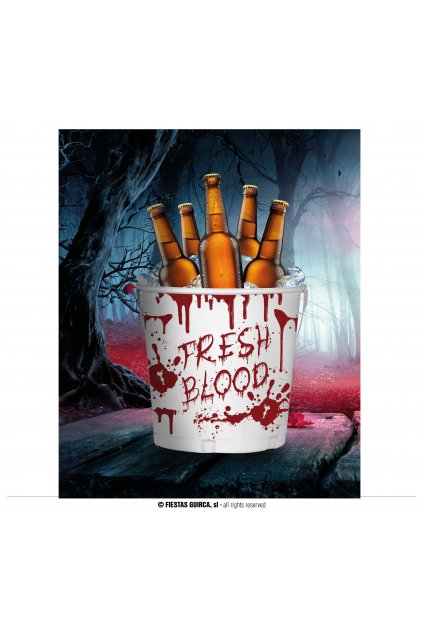 Plechový kýbl Fresh blood - dekorace na Halloween