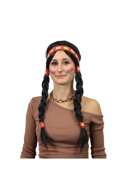 Paruka Indiánka černá s copánky - Ribana