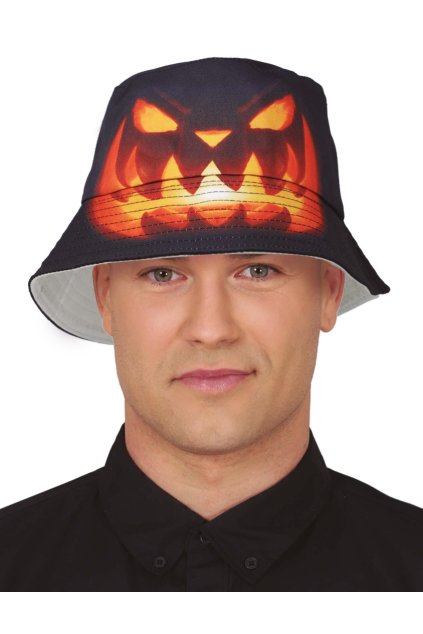 Klobouk Bucket Hat - Scary pumpkin Halloween