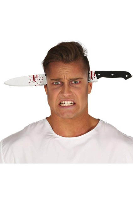 Nůž skrz hlavu na čelence - Halloween