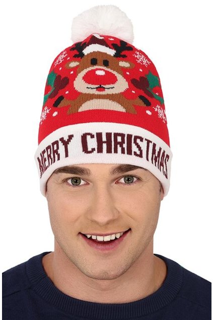 Vánoční čepice - kulich s bambulí