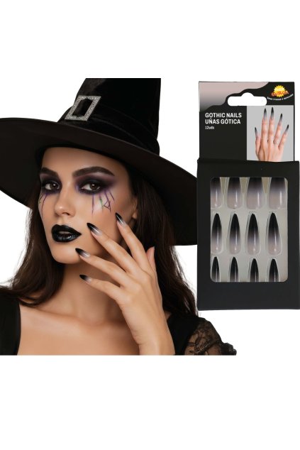 Dlouhé gotické nehty s lepidlem - 10ks