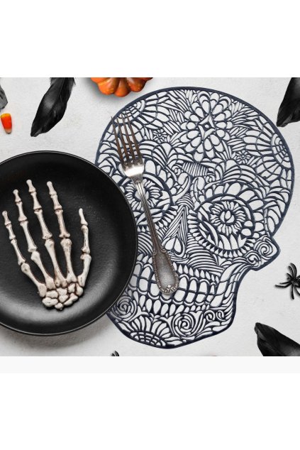 Halloweenské prostírání lebka - 38 cm
