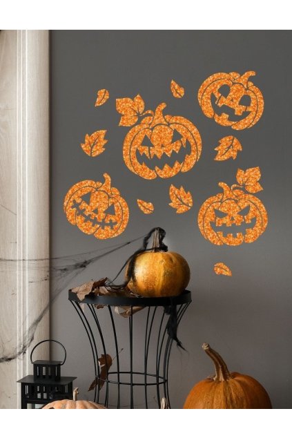 Třpytivé samolepky – Halloween dýně
