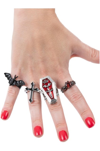 Sada gotických prstenů s upířím motivem - 4ks