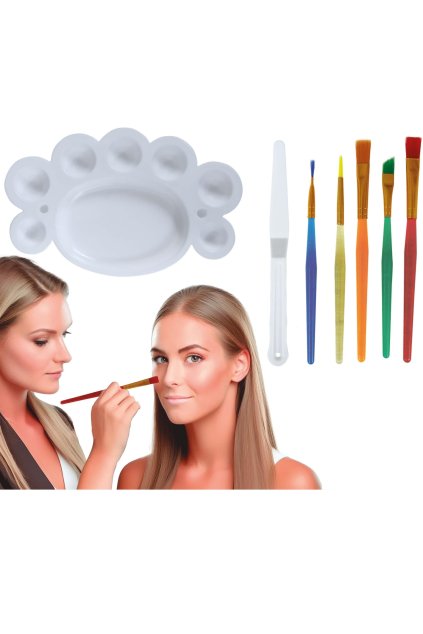 Make-up sada 5x štětec, paletka a špachtle