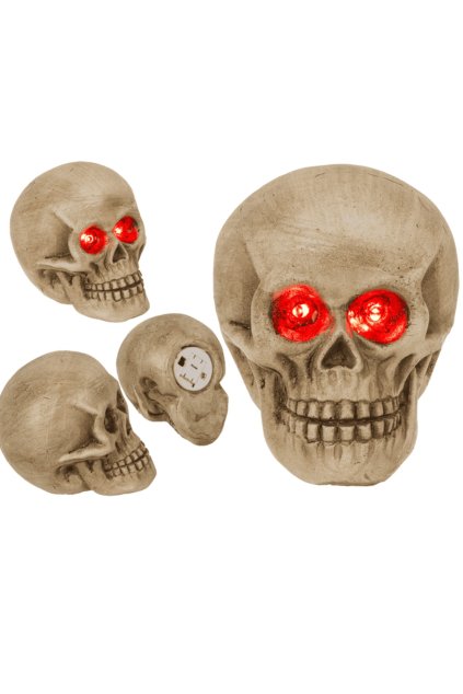 Lebka se svítícíma očima – Hallowenská dekorace