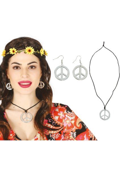 Hippie sada - peace náhrdelník a náušnice