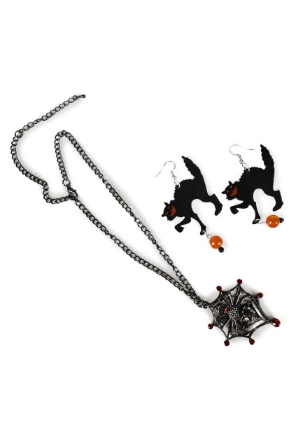 Medailon a náušnice - sada šperků na Halloween