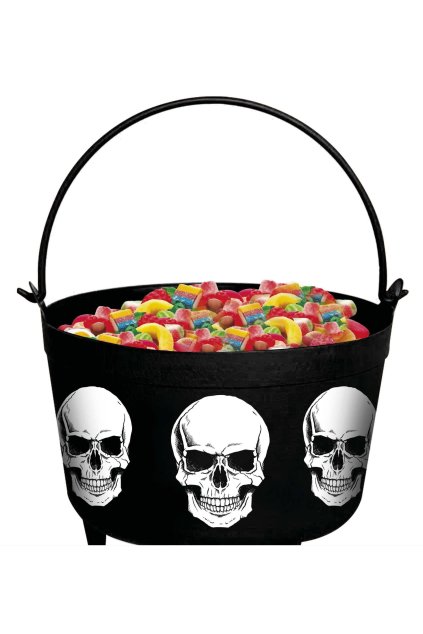 Halloweenský kotlík na sladkosti s lebkami
