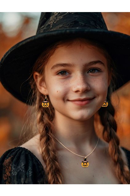 Dýně - náušnice a náhrdelník - Halloween