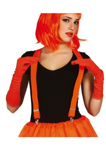 Neonově oranžové kšandy