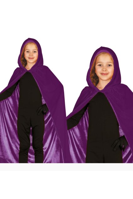 Dětský fialový plášť sametový s kapucí