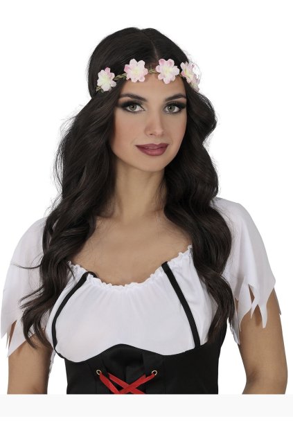 Bílo růžová květinová čelenka