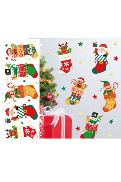 Vánoční samolepky na zeď - ponožky