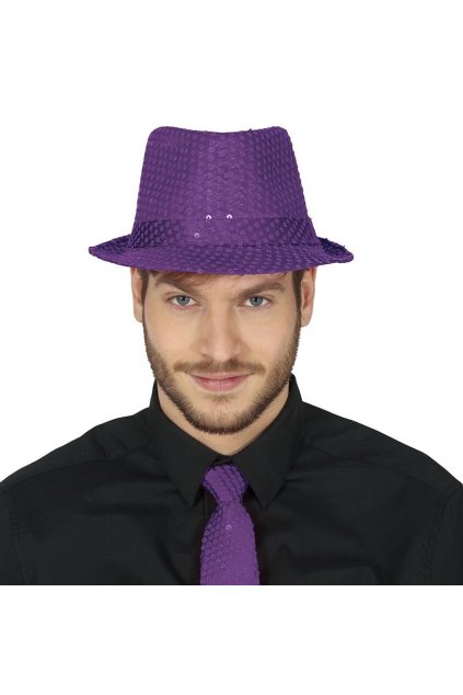Párty klobouk s flitry fialový
