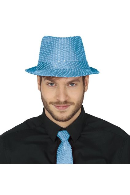 Párty klobouk s flitry světle modrý