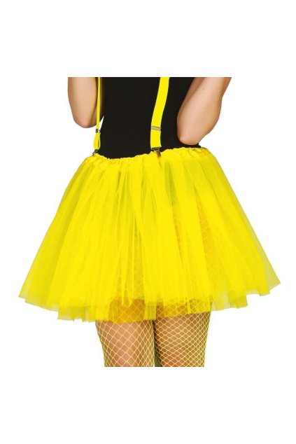 Tylová tutu sukně 40cm - neonově žlutá