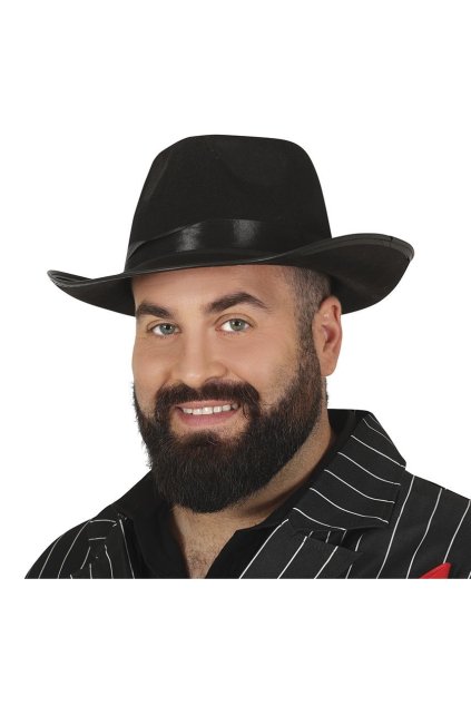 Černý klobouk s černou stuhou - gangster