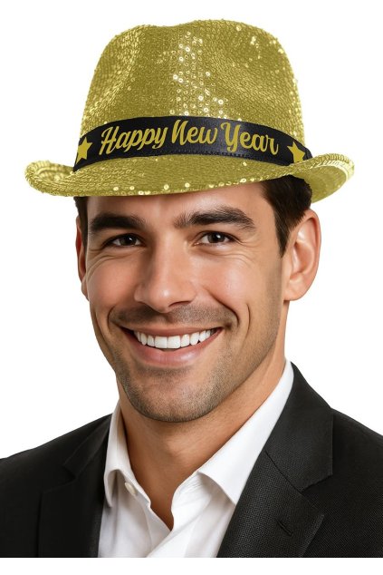 Zlatý flitrovaný klobouk - Happy New Year