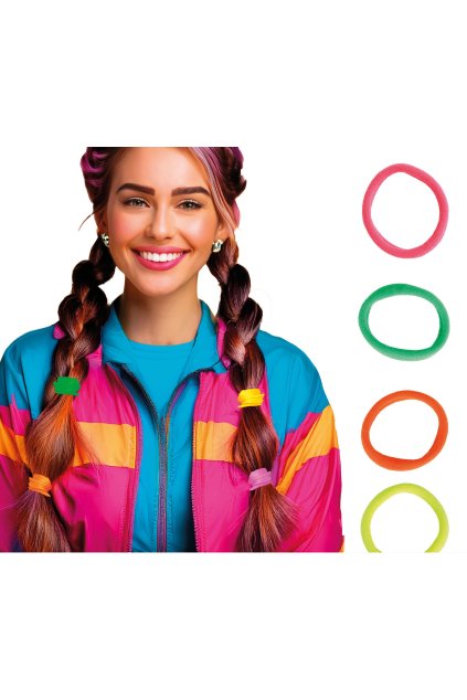 Retro neonové gumičky do vlasů sada 5ks