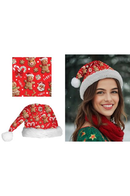 Vánoční santa čepice - Gingerbread